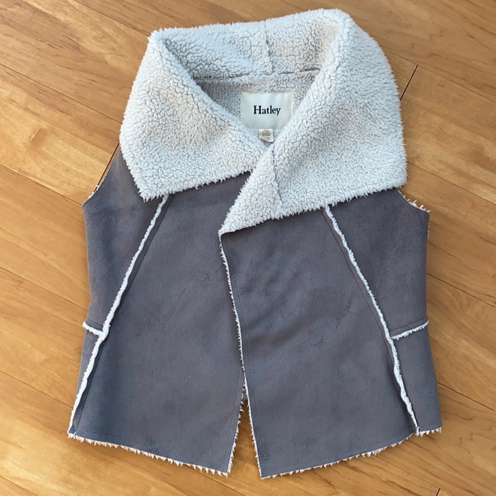 Hatley Kids Faux Shearling Vest - Gray and Cream